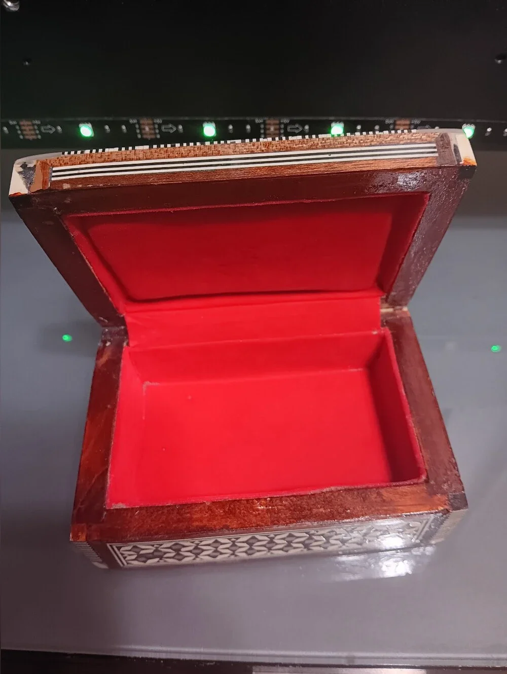 Antique Geometric Mother Of Pearl Jewelry Box